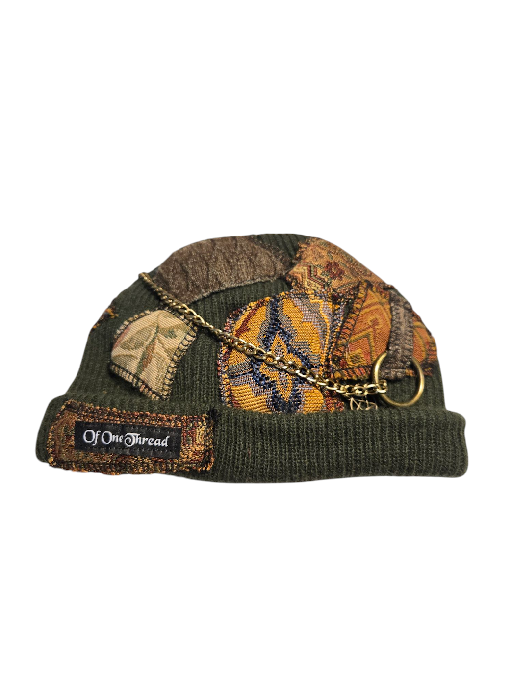 Dark Green Patchy Horn Hat
