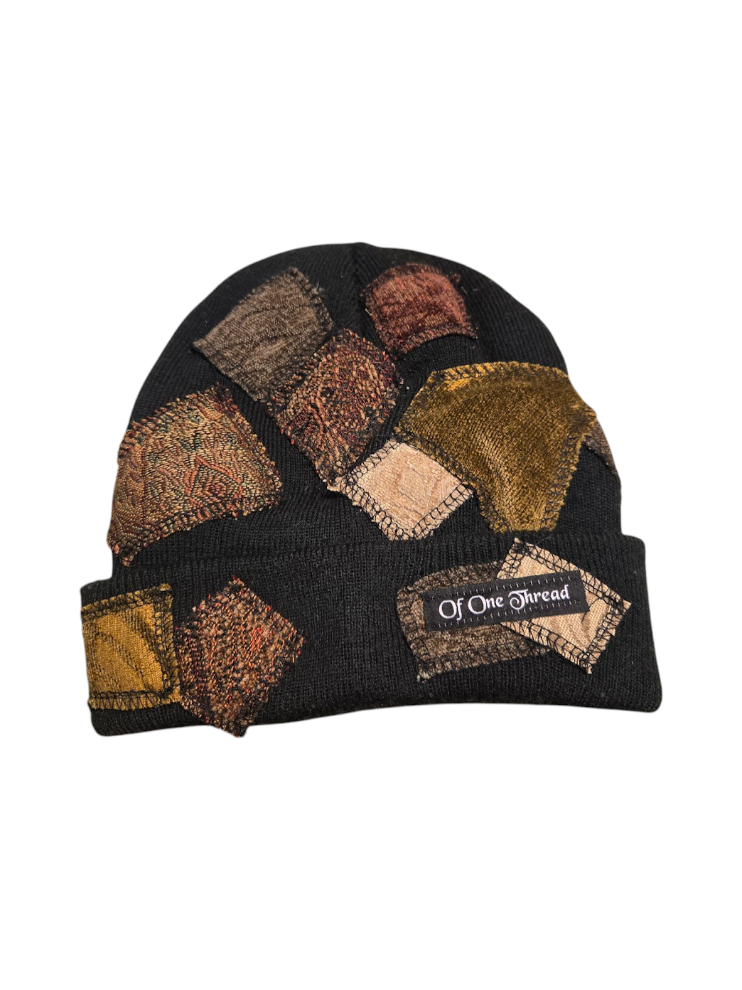 Black Patchy Horn Hat