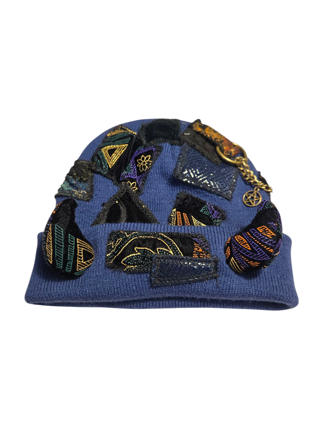 Dark Blue Patchy Horn Hat