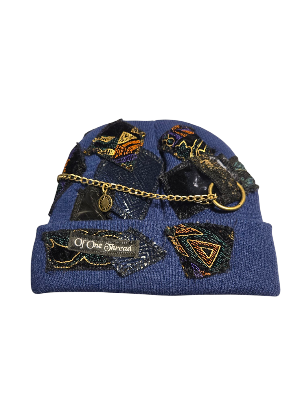 Dark Blue Patchy Horn Hat