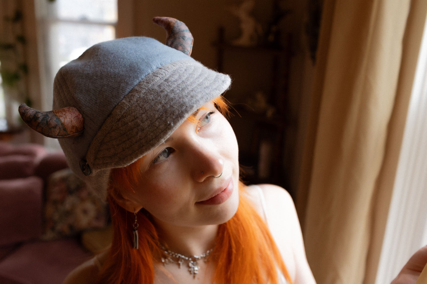 Light Blue Horn Hat