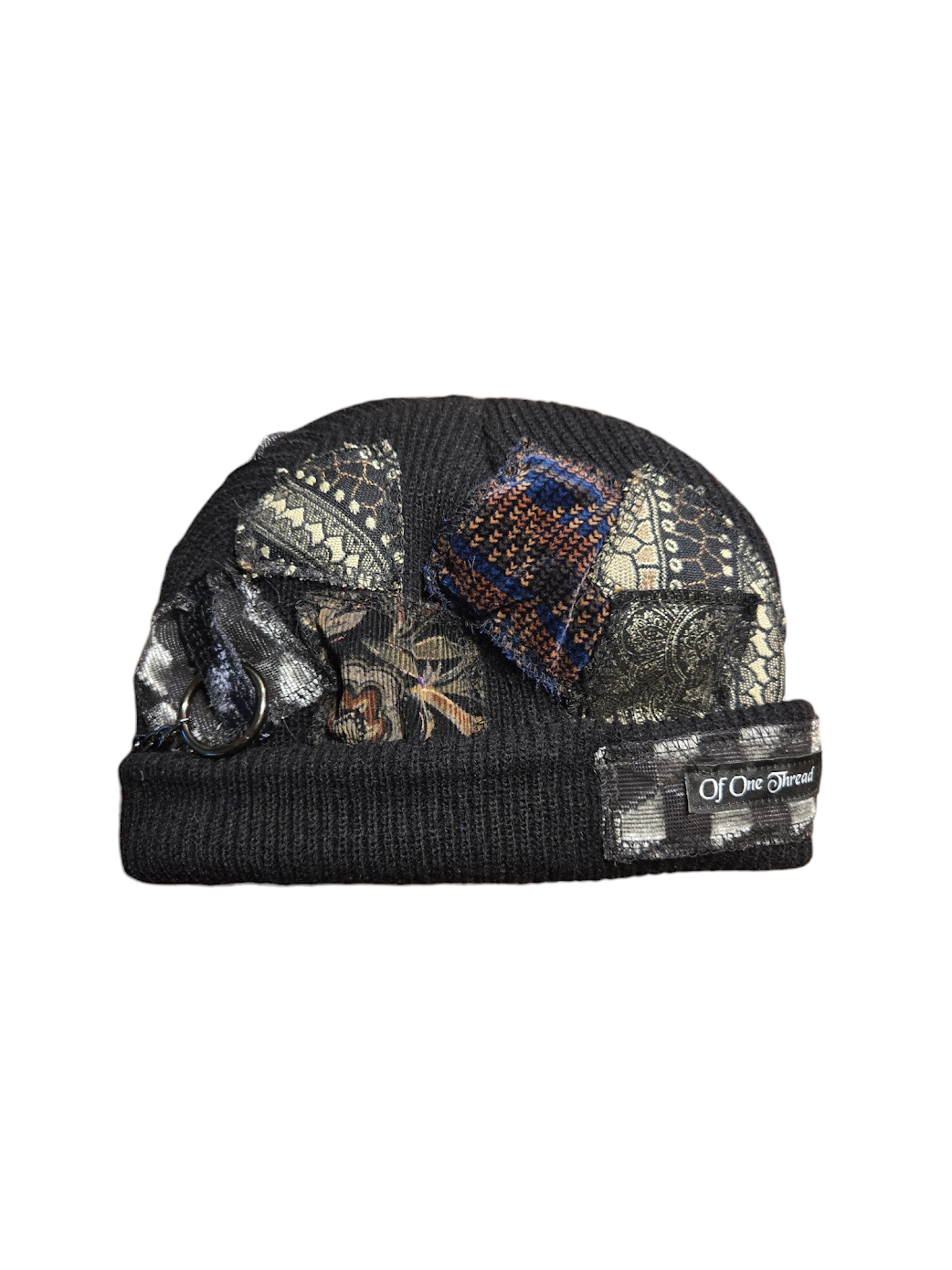 Black Patchy Horn Hat