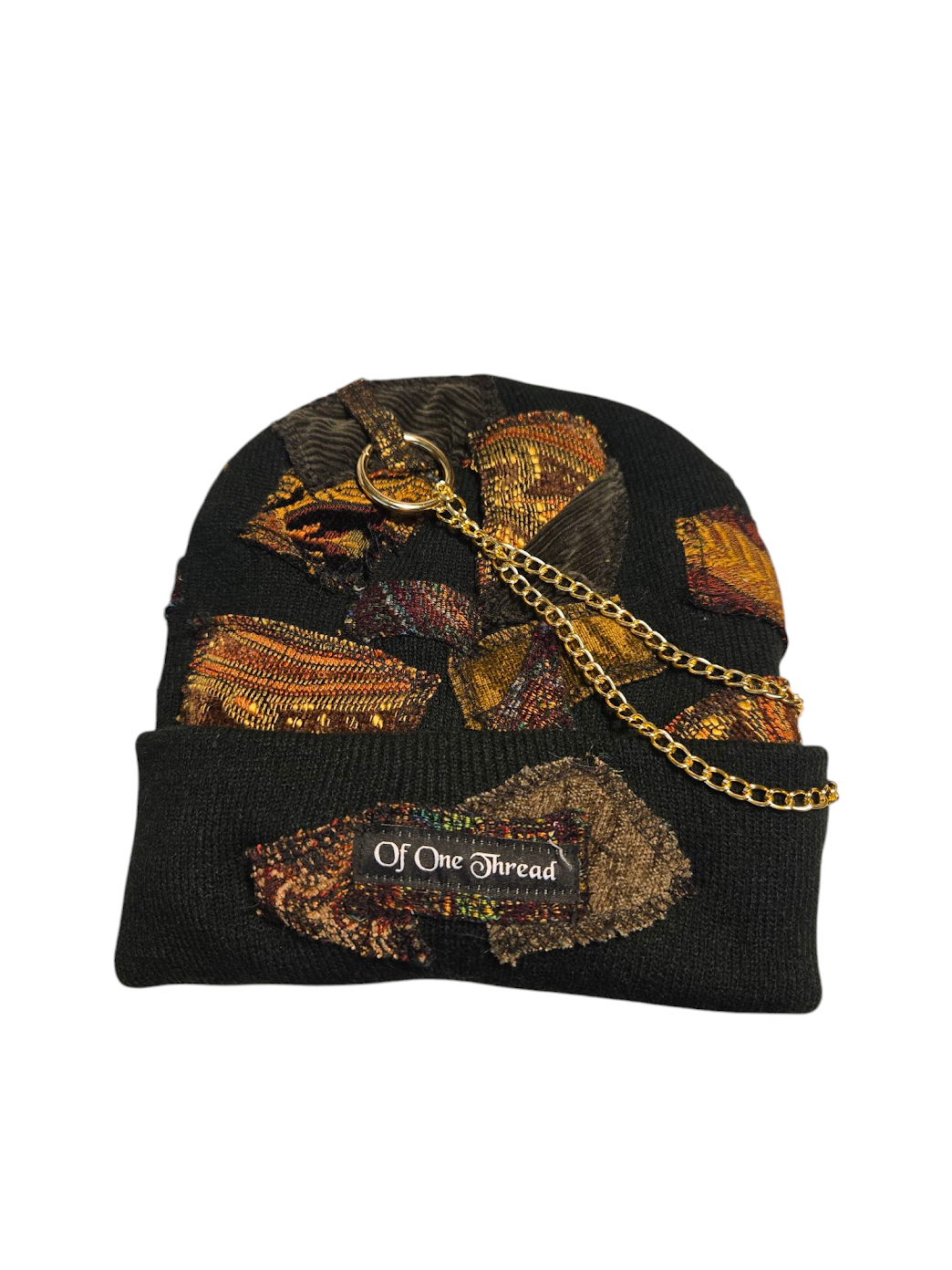 Black Patchy Horn Hat