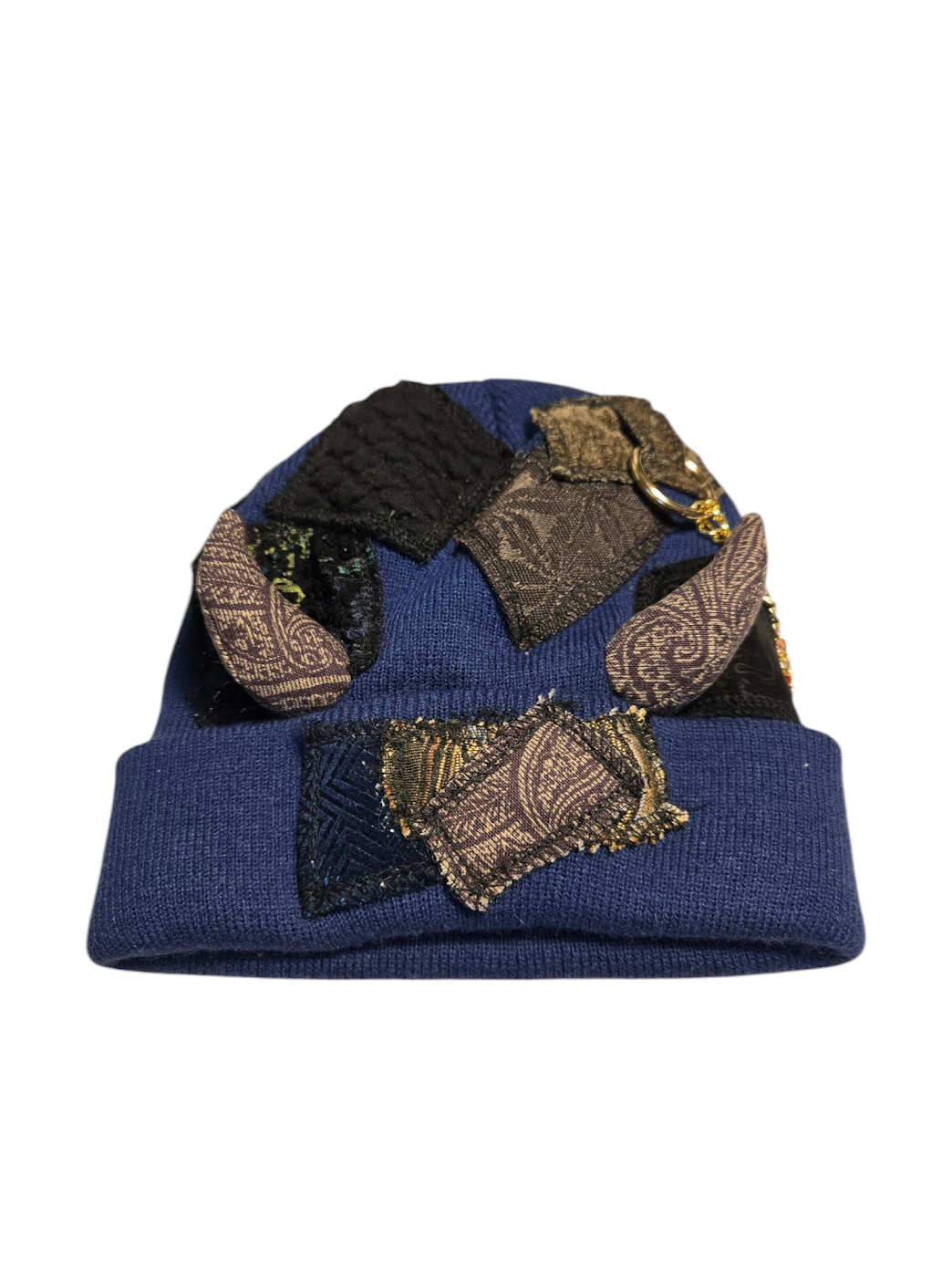 Dark Blue Patchy Horn Hat