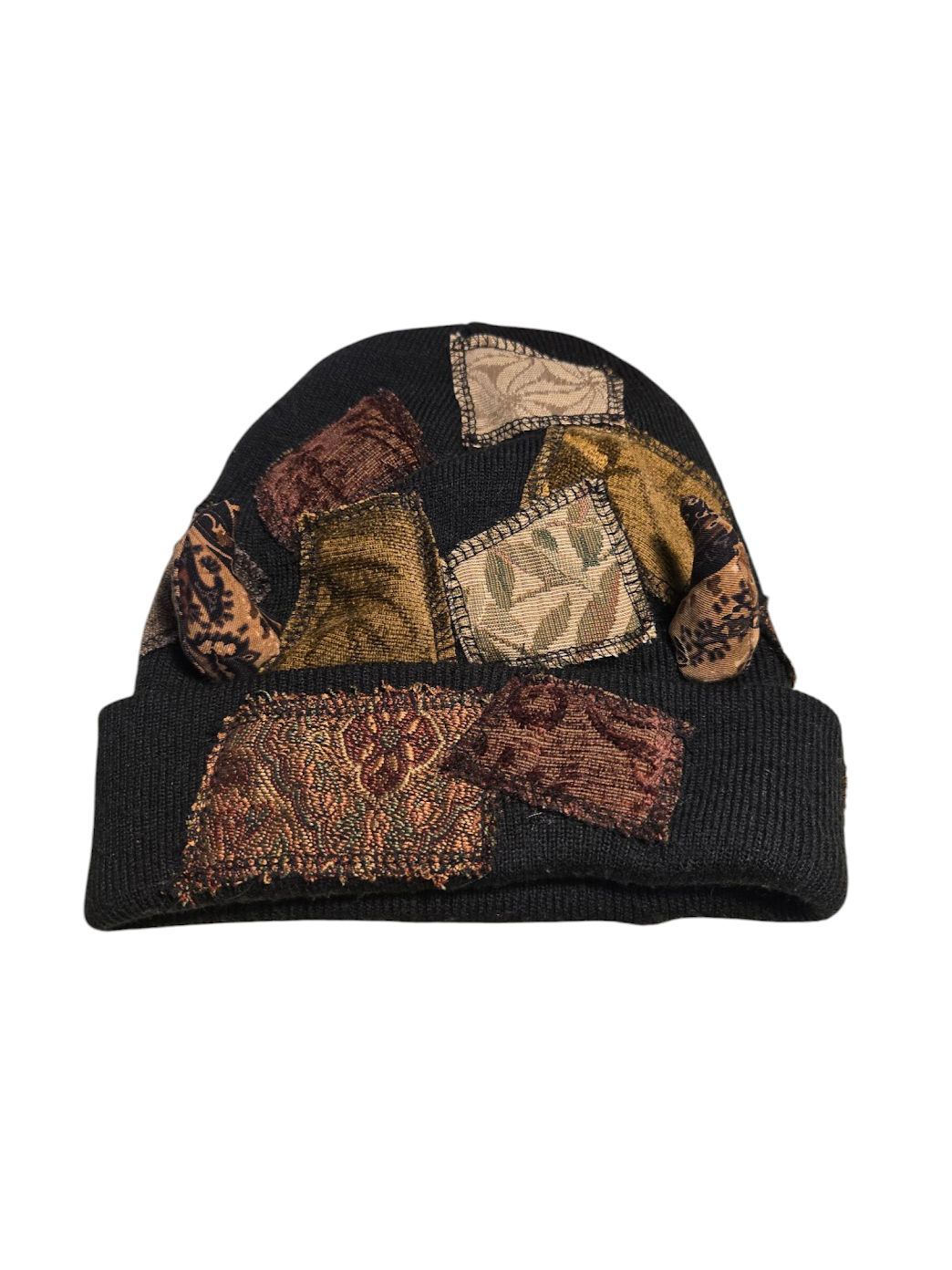 Black Patchy Horn Hat