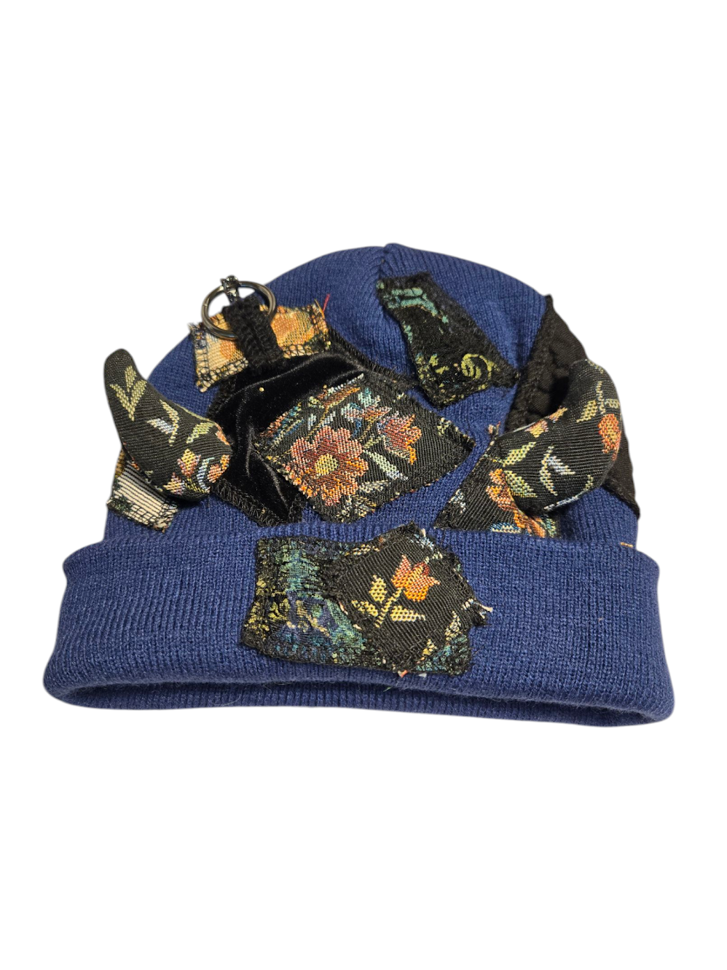 Blue Patchy Horn Hat