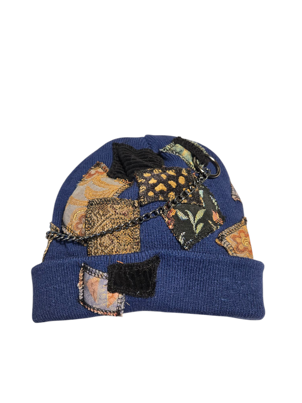 Dark Blue Patchy Horn Hat