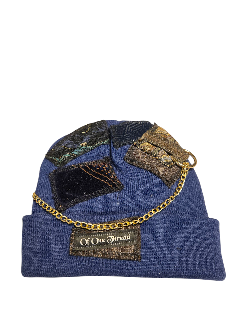 Dark Blue Patchy Horn Hat