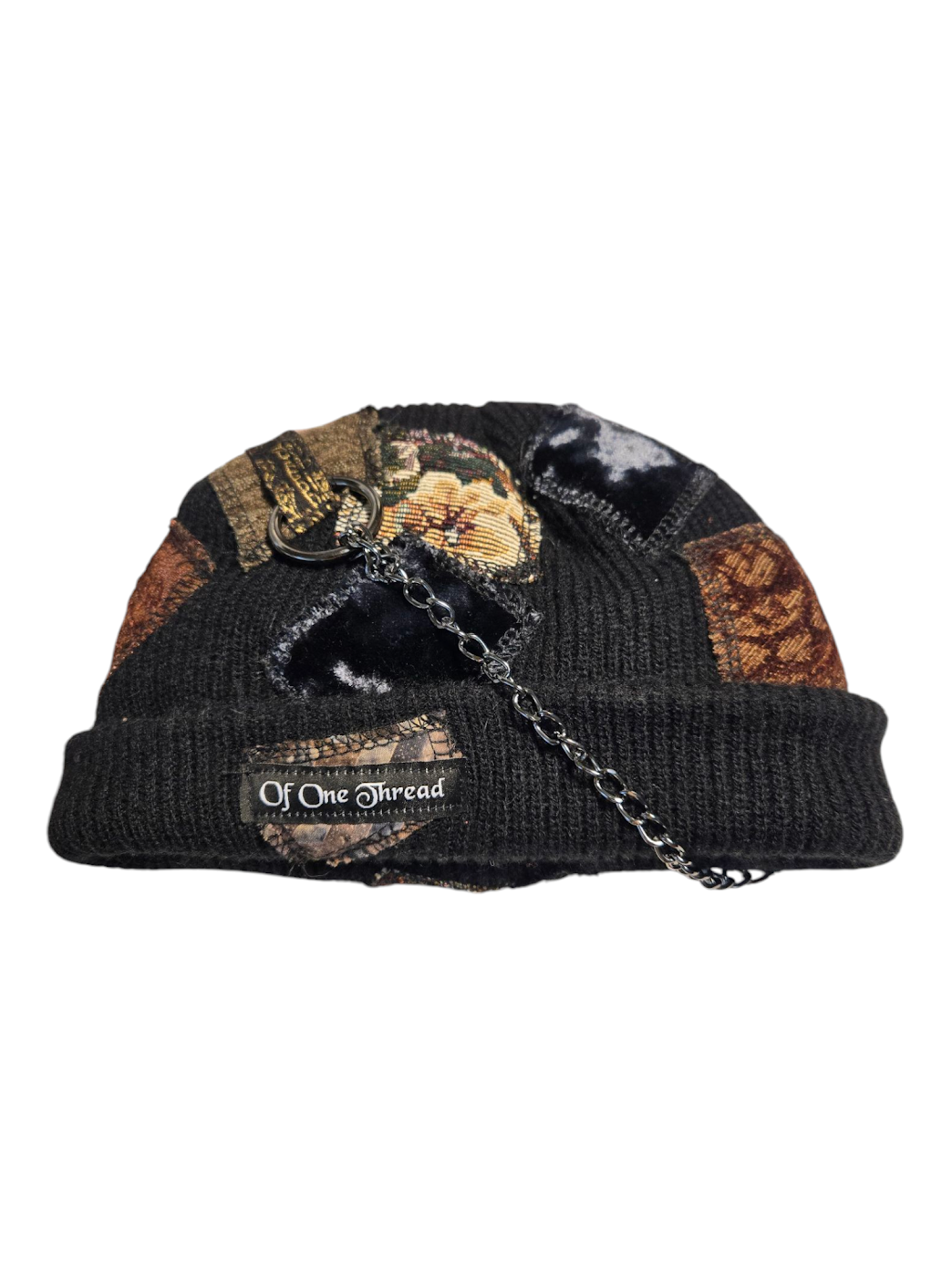 Black Patchy Horn Hat