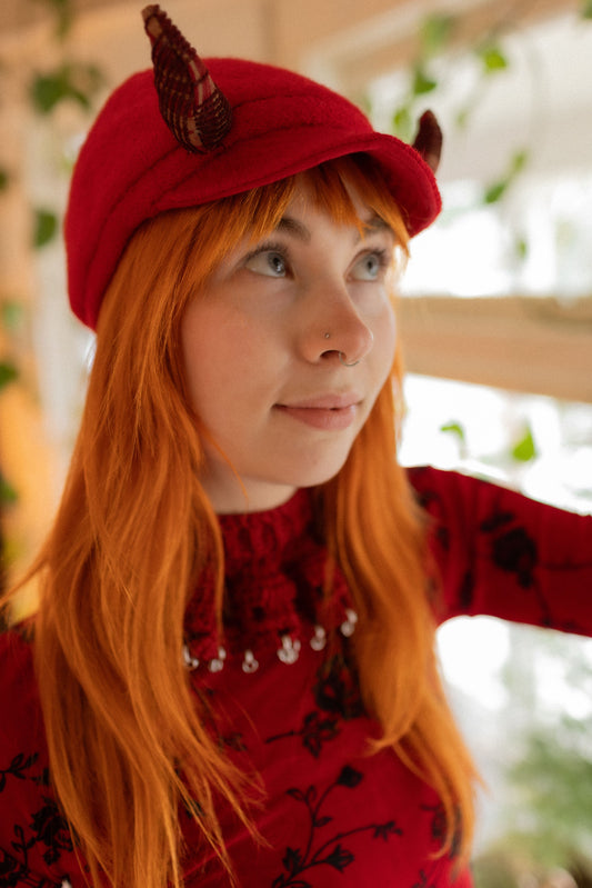 Bright Red Horn Hat
